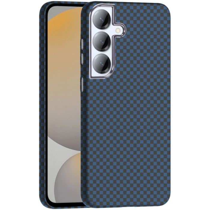 Samsung Galaxy S24 ile Uyumlu Kılıf MagSafe Şarj Özellikli Karbon Fiber Görünümlü Gros Kapak - Lacivert