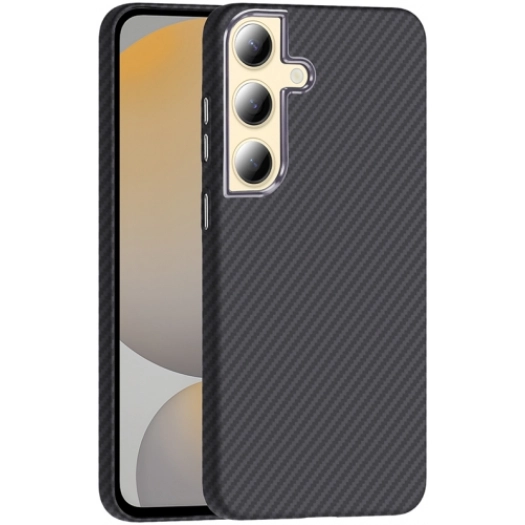 Samsung Galaxy S24 ile Uyumlu Kılıf MagSafe Şarj Özellikli Karbon Fiber Görünümlü Gros Kapak - Siyah