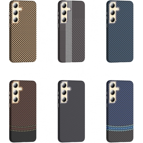 Samsung Galaxy S24 ile Uyumlu Kılıf MagSafe Şarj Özellikli Karbon Fiber Görünümlü Gros Kapak - Siyah-Lacivert