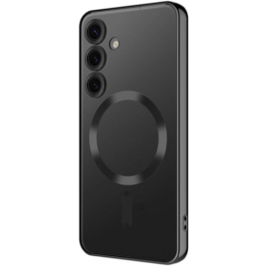 Samsung Galaxy S24 Kılıf Kamera Korumalı Şeffaf Magsafe Wireless Şarj Özellikli Demre Kapak - Siyah