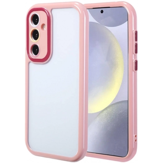 Samsung Galaxy S24 Kılıf Kamera Korumalı Renkli Kenar ve Çerçeve Tasarımlı Vitamin Kapak - Mürdüm