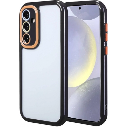 Samsung Galaxy S24 Kılıf Kamera Korumalı Renkli Kenar ve Çerçeve Tasarımlı Vitamin Kapak - Siyah