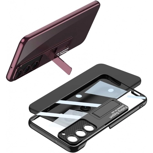 Samsung Galaxy S24 Kılıf Kamera Korumalı Şeffaf Tasarımlı Lego Standlı Kapak - Gümüş