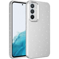 Samsung Galaxy S24 Kılıf Kamera Korumalı Simli Parlak Lüks Silikon Koton Kapak - Gümüş