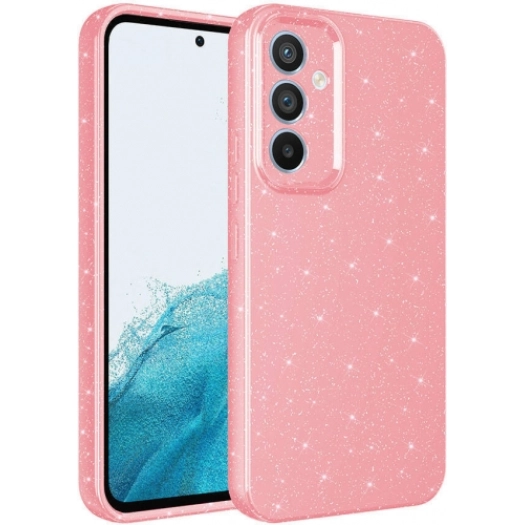 Samsung Galaxy S24 Kılıf Kamera Korumalı Simli Parlak Lüks Silikon Koton Kapak - Pembe