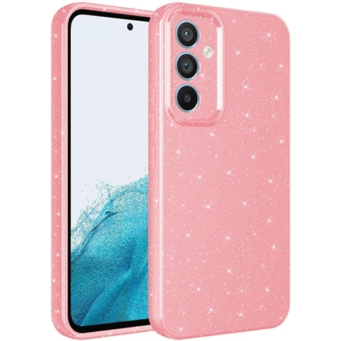 Samsung Galaxy S24 Kılıf Kamera Korumalı Simli Parlak Lüks Silikon Koton Kapak - Pembe