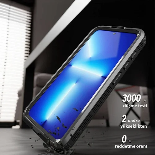 Samsung Galaxy S24 Kılıf Su Geçirmez Toza Dayanıklı IP68 Sertifikalı 360 Tam Koruma Kapak - Siyah