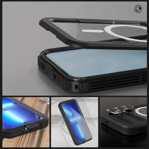 Samsung Galaxy S24 Kılıf Su Geçirmez Toza Dayanıklı IP68 Sertifikalı 360 Tam Koruma Kapak - Siyah