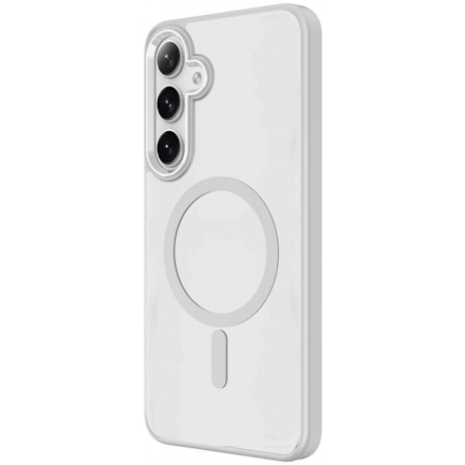 Samsung Galaxy S24 Kılıf Wireless Şarj Özellikli Zore Krom Magsafe Silikon Kapak - Gri