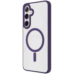 Samsung Galaxy S24 Kılıf Wireless Şarj Özellikli Zore Krom Magsafe Silikon Kapak - Koyu Mor