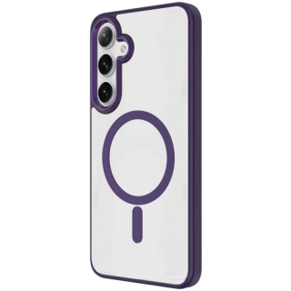 Samsung Galaxy S24 Kılıf Wireless Şarj Özellikli Zore Krom Magsafe Silikon Kapak - Koyu Mor