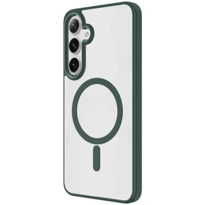 Samsung Galaxy S24 Kılıf Wireless Şarj Özellikli Zore Krom Magsafe Silikon Kapak - Koyu Yeşil