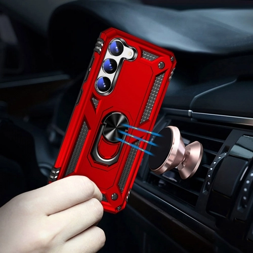 Samsung Galaxy S24 Kılıf Silikon Zırhlı Standlı Yüzüklü Mıknatıslı Tank Kapak - Siyah