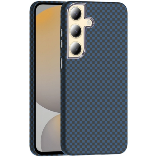 Samsung Galaxy S24 Plus ile Uyumlu Kılıf MagSafe Şarj Özellikli Karbon Fiber Görünümlü Gros Kapak - Lacivert