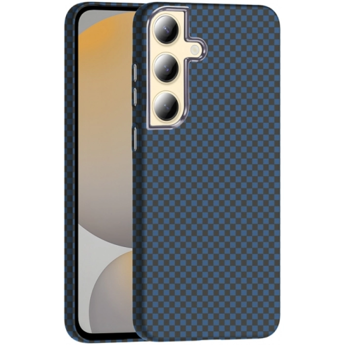Samsung Galaxy S24 Plus ile Uyumlu Kılıf MagSafe Şarj Özellikli Karbon Fiber Görünümlü Gros Kapak - Lacivert