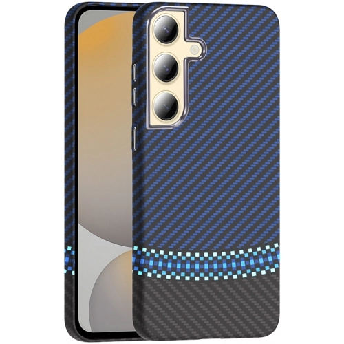 Samsung Galaxy S24 Plus ile Uyumlu Kılıf MagSafe Şarj Özellikli Karbon Fiber Görünümlü Gros Kapak - Siyah-Lacivert