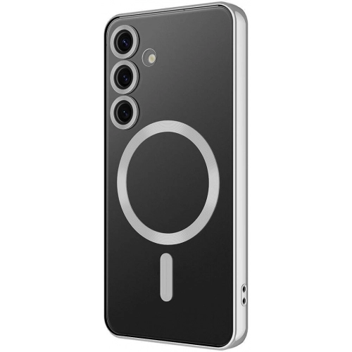 Samsung Galaxy S24 Plus Kılıf Kamera Korumalı Şeffaf Magsafe Wireless Şarj Özellikli Demre Kapak - Gümüş