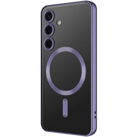 Samsung Galaxy S24 Plus Kılıf Kamera Korumalı Şeffaf Magsafe Wireless Şarj Özellikli Demre Kapak - Koyu Mor