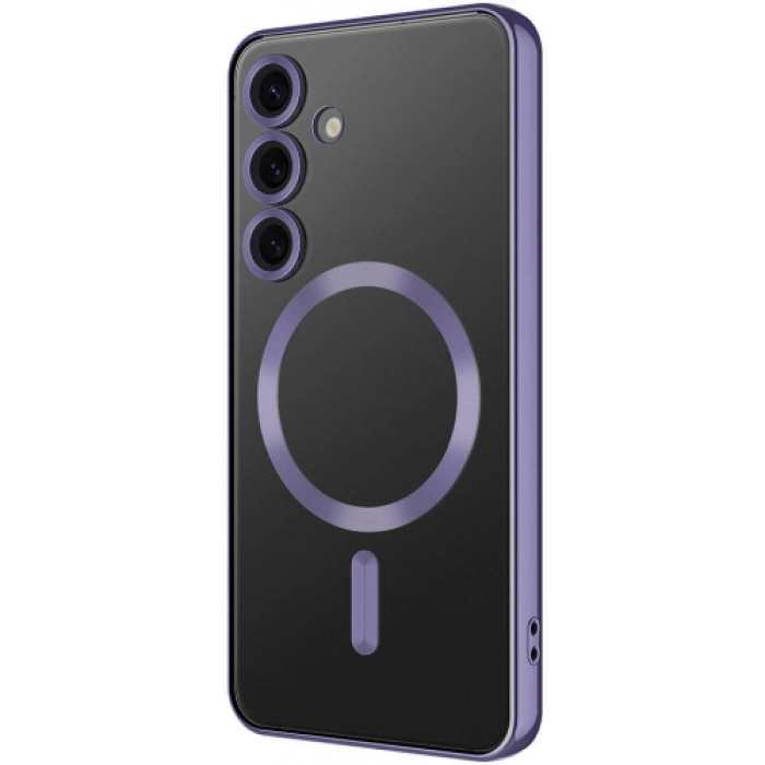 Samsung Galaxy S24 Plus Kılıf Kamera Korumalı Şeffaf Magsafe Wireless Şarj Özellikli Demre Kapak - Koyu Mor