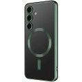 Samsung Galaxy S24 Plus Kılıf Kamera Korumalı Şeffaf Magsafe Wireless Şarj Özellikli Demre Kapak - Koyu Yeşil