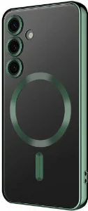 Samsung Galaxy S24 Plus Kılıf Kamera Korumalı Şeffaf Magsafe Wireless Şarj Özellikli Demre Kapak - Koyu Yeşil