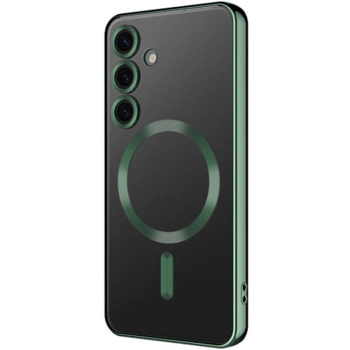 Samsung Galaxy S24 Plus Kılıf Kamera Korumalı Şeffaf Magsafe Wireless Şarj Özellikli Demre Kapak - Koyu Yeşil