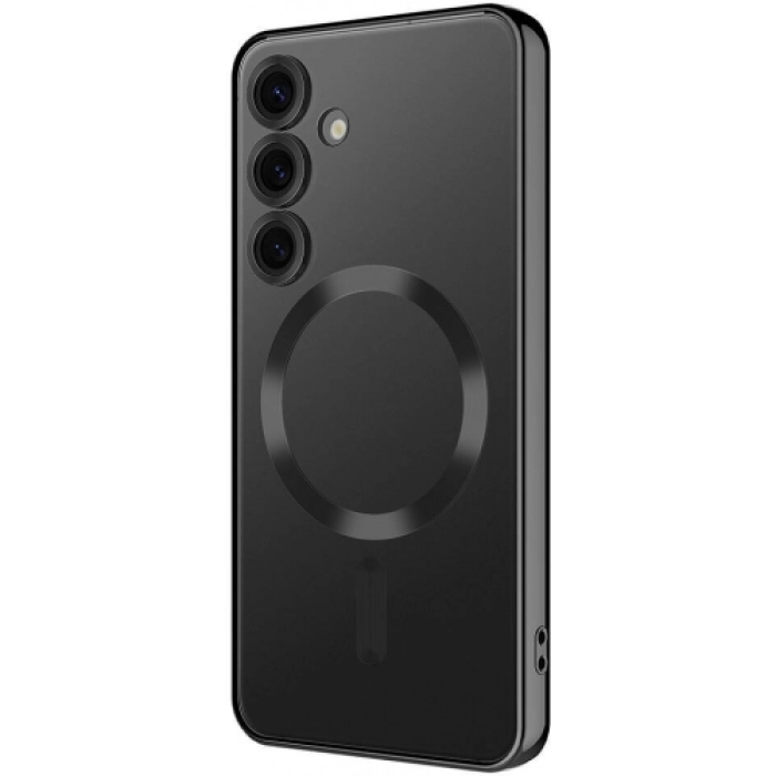 Samsung Galaxy S24 Plus Kılıf Kamera Korumalı Şeffaf Magsafe Wireless Şarj Özellikli Demre Kapak - Siyah