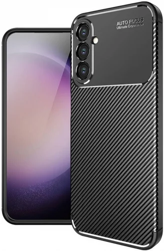 Samsung Galaxy S24 Plus Kılıf Karbon Serisi Mat Fiber Silikon Negro Kapak - Siyah