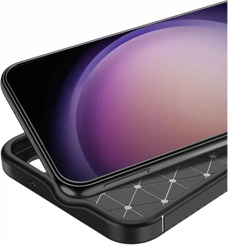 Samsung Galaxy S24 Plus Kılıf Karbon Serisi Mat Fiber Silikon Negro Kapak - Siyah