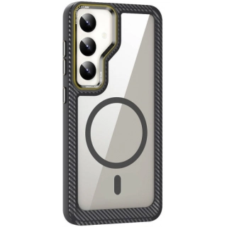 Samsung Galaxy S24 Plus Kılıf Magsafe Şarj Özellikli Sert PC Karbon Fiber Kenar Tasarımlı Libero Kapak - Siyah