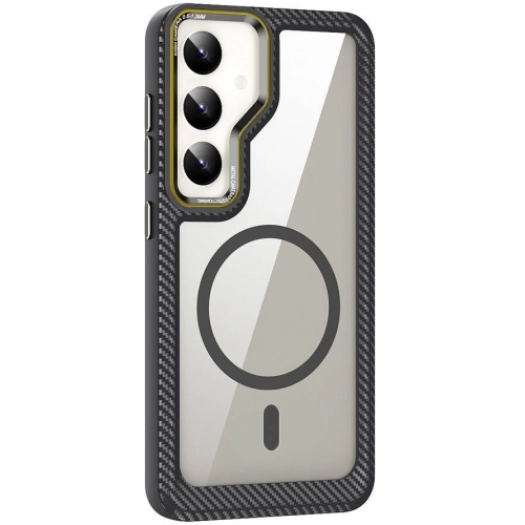 Samsung Galaxy S24 Plus Kılıf Magsafe Şarj Özellikli Sert PC Karbon Fiber Kenar Tasarımlı Libero Kapak - Siyah