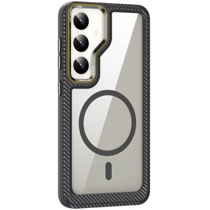 Samsung Galaxy S24 Plus Kılıf Magsafe Şarj Özellikli Sert PC Karbon Fiber Kenar Tasarımlı Libero Kapak - Siyah