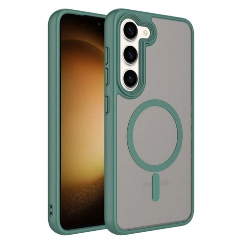 Samsung Galaxy S24 Plus Kılıf Mat Arka Yüzey Wireless Şarj Özellikli Flet Magsafe Kapak - Koyu Mor