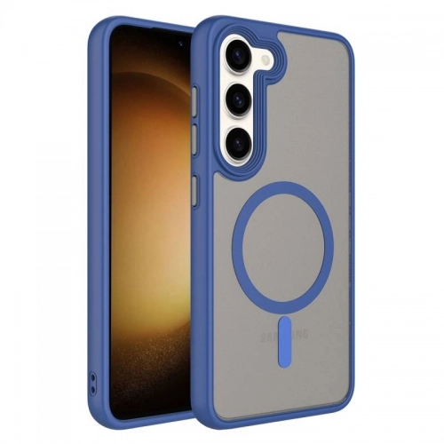 Samsung Galaxy S24 Plus Kılıf Mat Arka Yüzey Wireless Şarj Özellikli Flet Magsafe Kapak - Koyu Mor