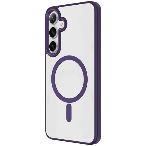 Samsung Galaxy S24 Plus Kılıf Wireless Şarj Özellikli Zore Krom Magsafe Silikon Kapak - Koyu Mor