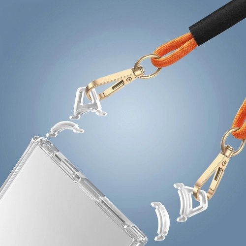 Samsung Galaxy S24 Ultra Kılıf Airbagli Takılabilir Askı Aparatlı Esnek Snap Silikon Kapak - Şeffaf