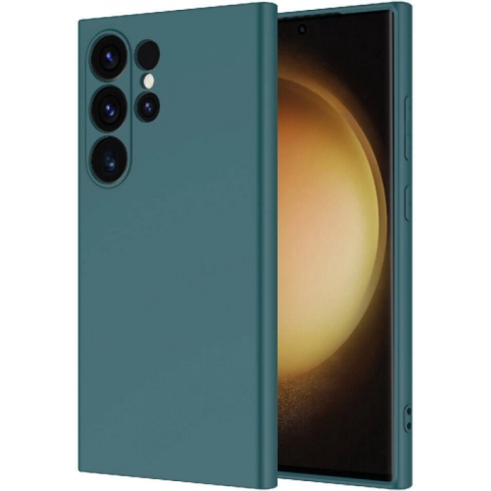 Samsung Galaxy S24 Ultra Kılıf İçi Kadife Mat Mara Lansman Silikon Kapak  - Koyu Yeşil