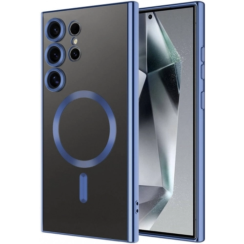 Samsung Galaxy S24 Ultra Kılıf Kamera Korumalı Şeffaf Magsafe Wireless Şarj Özellikli Demre Kapak - Gümüş