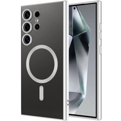 Samsung Galaxy S24 Ultra Kılıf Kamera Korumalı Şeffaf Magsafe Wireless Şarj Özellikli Demre Kapak - Koyu Mor