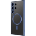 Samsung Galaxy S24 Ultra Kılıf Kamera Korumalı Şeffaf Magsafe Wireless Şarj Özellikli Demre Kapak - Lacivert