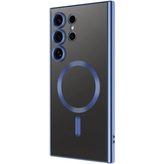 Samsung Galaxy S24 Ultra Kılıf Kamera Korumalı Şeffaf Magsafe Wireless Şarj Özellikli Demre Kapak - Lacivert