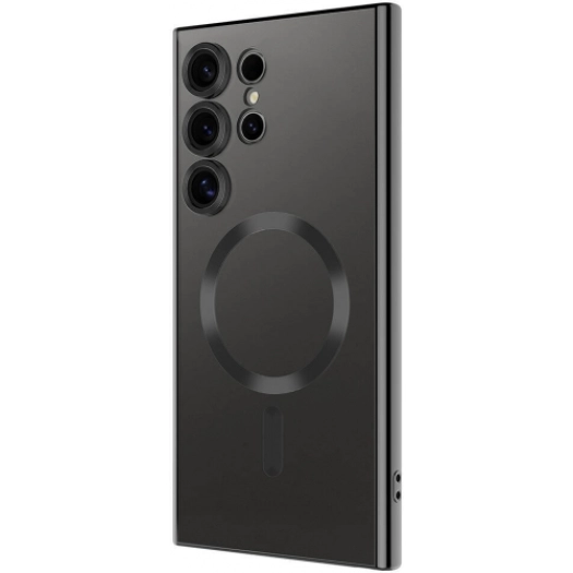 Samsung Galaxy S24 Ultra Kılıf Kamera Korumalı Şeffaf Magsafe Wireless Şarj Özellikli Demre Kapak - Siyah