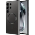 Samsung Galaxy S24 Ultra Kılıf Kamera Korumalı Şeffaf Magsafe Wireless Şarj Özellikli Demre Kapak - Siyah