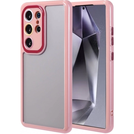 Samsung Galaxy S24 Ultra Kılıf Kamera Korumalı Renkli Kenar ve Çerçeve Tasarımlı Vitamin Kapak - Mürdüm