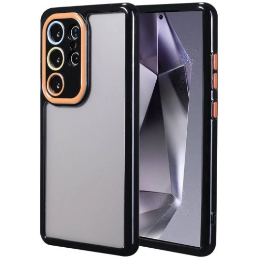 Samsung Galaxy S24 Ultra Kılıf Kamera Korumalı Renkli Kenar ve Çerçeve Tasarımlı Vitamin Kapak - Siyah