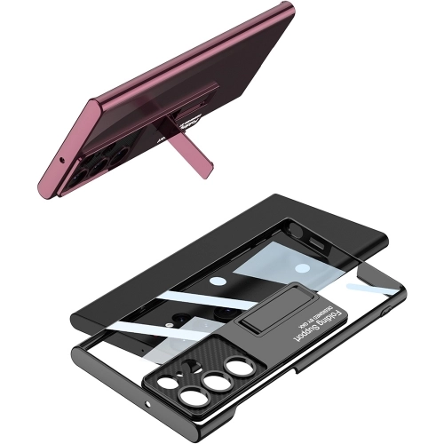 Samsung Galaxy S24 Ultra Kılıf Kamera Korumalı Şeffaf Tasarımlı Lego Standlı Kapak - Gümüş