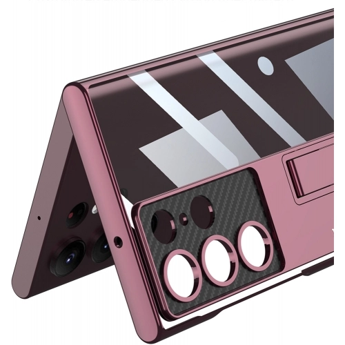 Samsung Galaxy S24 Ultra Kılıf Kamera Korumalı Şeffaf Tasarımlı Lego Standlı Kapak - Siyah