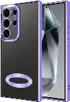 Samsung Galaxy S24 Ultra Kılıf Kamera Korumalı Silikon Logo Açık Omega Kapak - Lila
