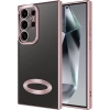Samsung Galaxy S24 Ultra Kılıf Kamera Lens Korumalı Şeffaf Renkli Logo Gösteren Parlak Kapak - Rose Gold