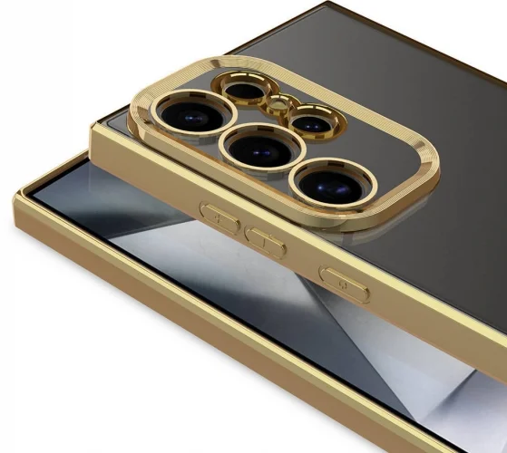 Samsung Galaxy S24 Ultra Kılıf Kamera Korumalı Silikon Logo Açık Omega Kapak - Rose Gold